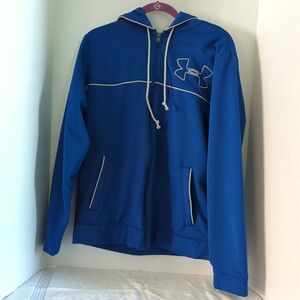 Under Armour Bright Blue w Grey Trim Full Zip Loose Hoodie Pockets Size M
